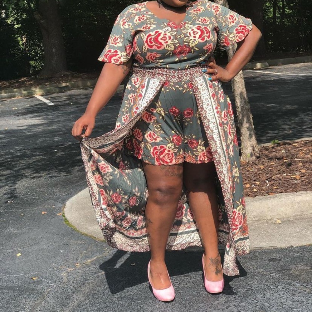 Village Rose Maxi Romper - Olive